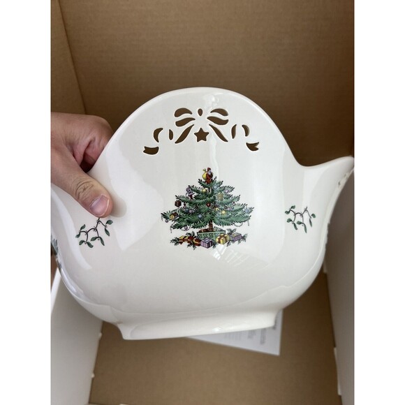 Spode 660468 Christmas Tree 14” Punch Serving Bowl W/ Ladle New In Box - Picture 7 of 11
